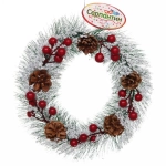 Венок хвойный новогодний «Ягоды на снегу» 25 см