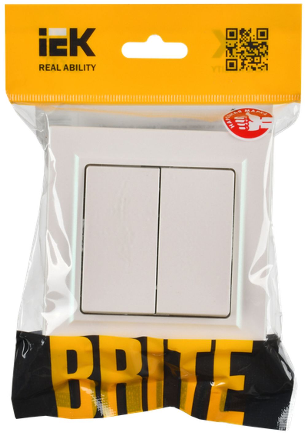 BRITE Выключатель 2-клавишный 10А в сборе ВСР10-2-0-БрЖ жемчуг IEK