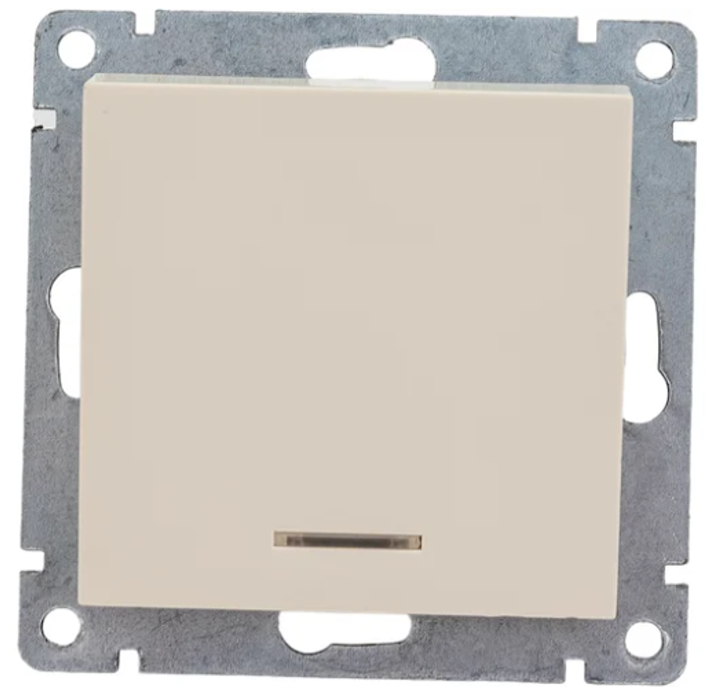 Выключатель одноклавишный с подсветкой UNIVersal серия афина, с/у, 10а, 220в слоновая кость (ivory)