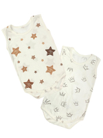 Набор боди 2шт. Короны, звездочки без, рукавов, р 86см, молочный (Bloom Baby)