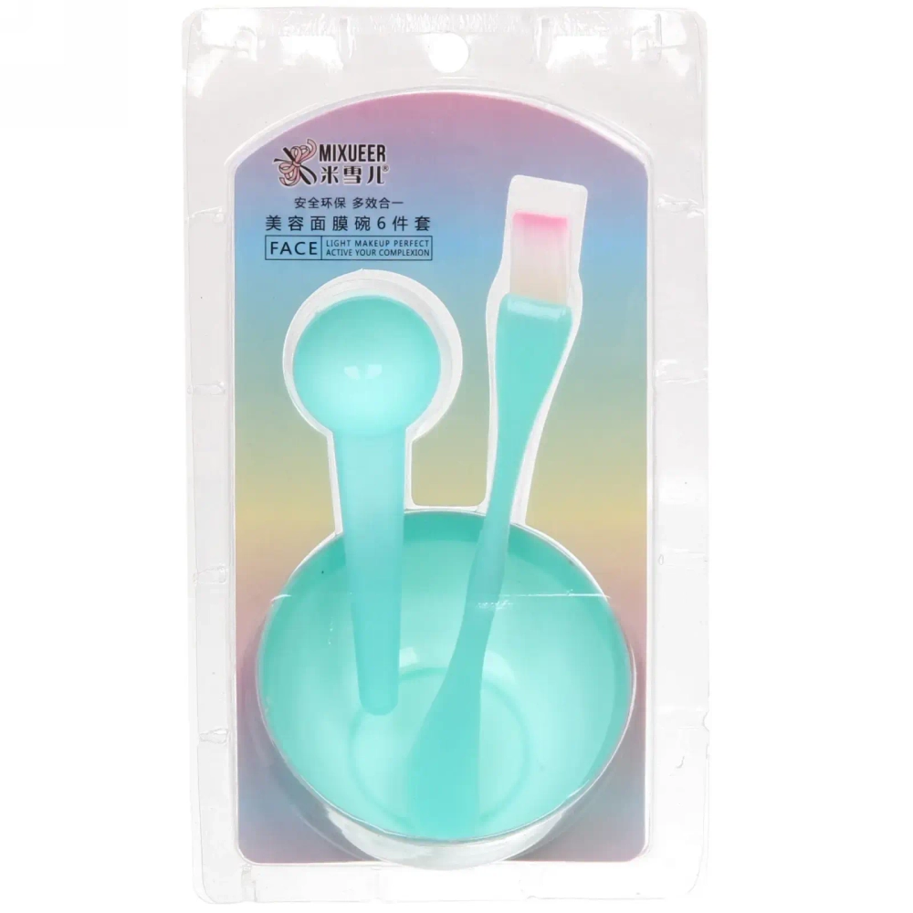 Набор косметический «Beauty Bar», кисточка, мерная ложка и чаша, микс два цвета, 16,5*9см