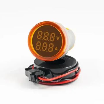 Цифровой панельный вольтметр/амперметр AD16-22VAMS 0-100 А круглой формы, желтый