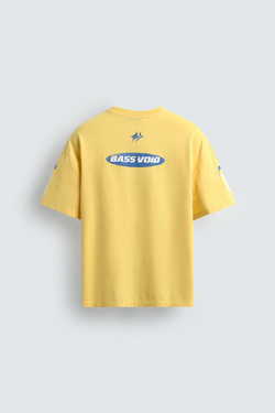 ZARA ФУТБОЛКА С КОМБИНИРОВАННЫМИ ТЕКСТАМИ, ЖЕЛТЫЙ