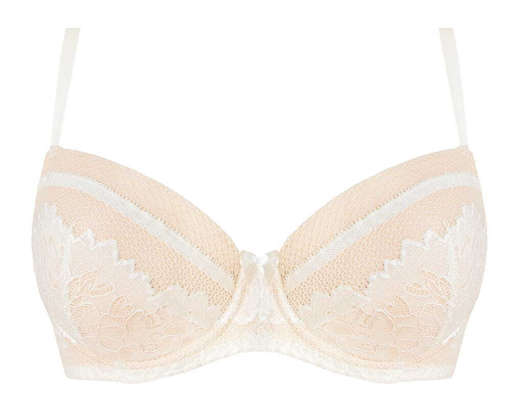 Пуш-ап бюстгальтер с ажуром на чашках (Размер: 70D) (Цвет: кремовый)
