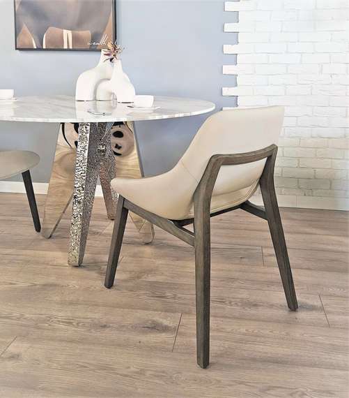 Стул Grace, серая экокожа, орех