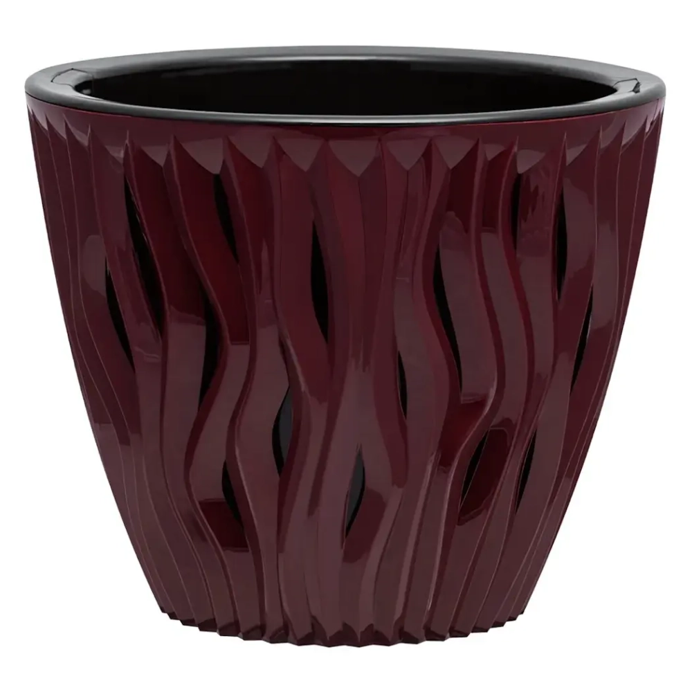 Кашпо для цветов пластиковое 4,5л d-21,5 см «Вдохновение» Бордо/чёрный