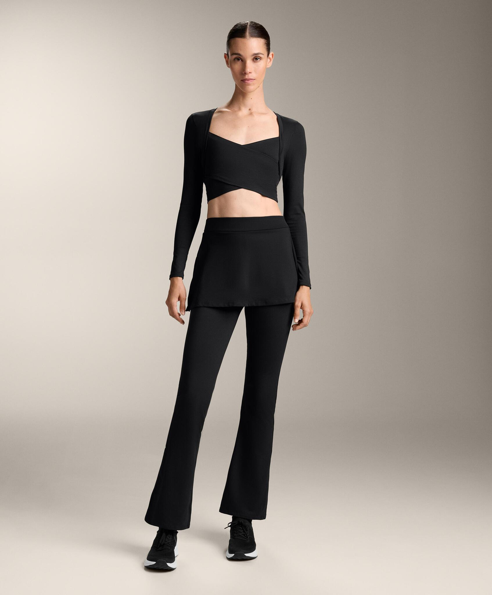 Oysho Футболка с длинным рукавом Comfortlux, черный