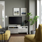 Тумба под ТВ с ящиками - IKEA BESTÅ/BESTA/БЕСТО ИКЕА, 42х48х120 см, белый/серый