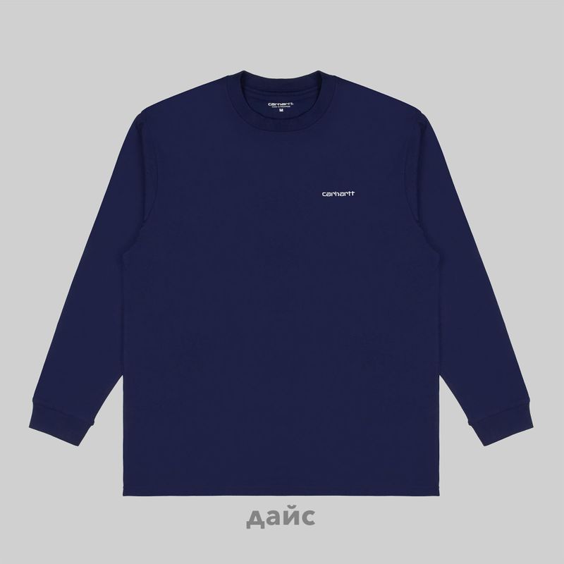 Лонгслив мужской Carhartt WIP Script Embroidery артикул:I032306_air_force_blue - купить в магазине Дайс