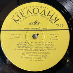 Винтажная виниловая пластинка LP Сборник Детских Песен, Любимые Песни Малышей (СССР 1977)