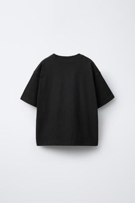 ZARA БАЗОВАЯ ОДНОТОННАЯ ФУТБОЛКА, ЧЕРНЫЙ