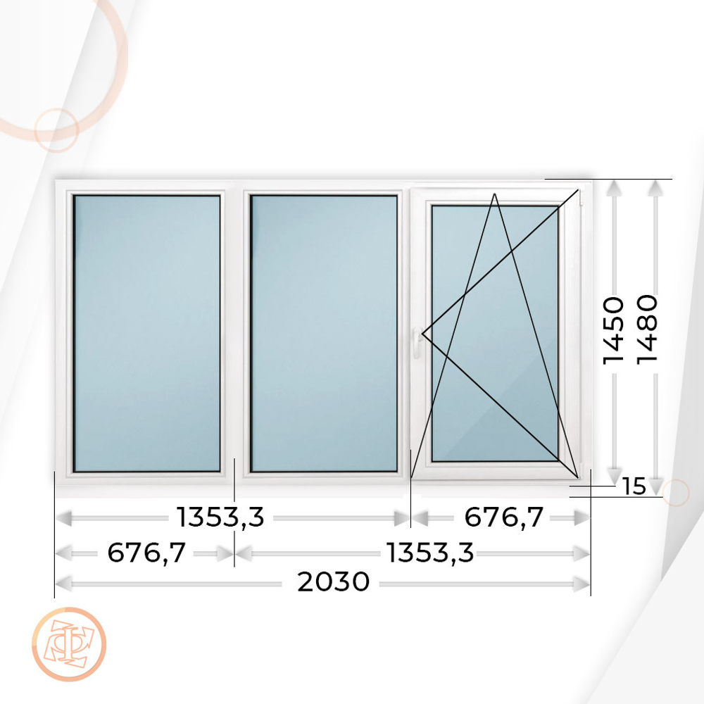 Пластиковое окно 1450 х 2030 ТермА Эко