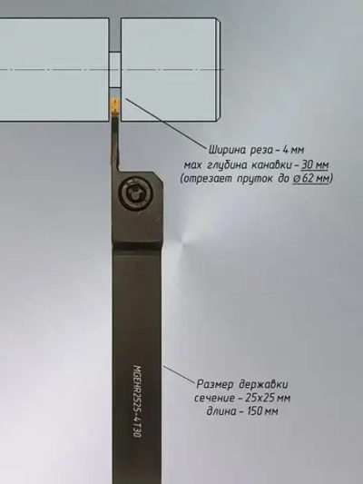 Резец отрезной удлинённый MGEHR2525-4T30 и пластины MGMN400