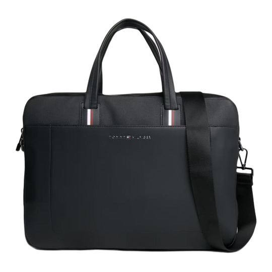 Tommy Hilfiger Polyurethane Shoulder Bag, Crossbody Bag, Handbag, Laptop Bag Men"s Black