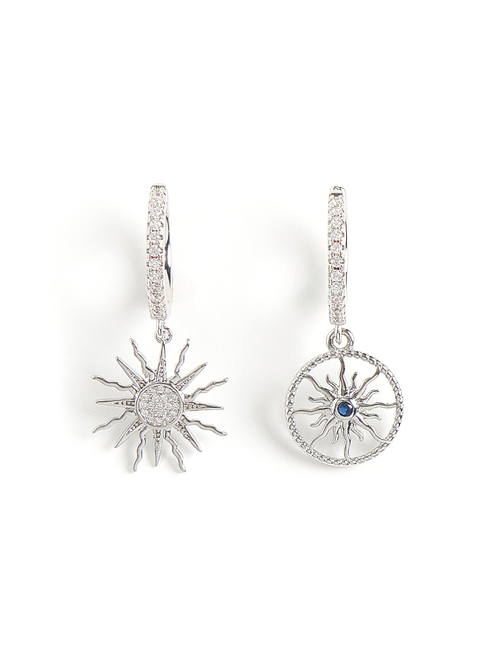 Серьги "Crystal Sun White" с перламутром Silver