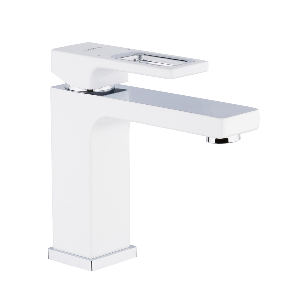 Смеситель для раковины 35к G1017-8 GAPPO литой, п/гайку, БЕЛЫЙ-ХРОМ