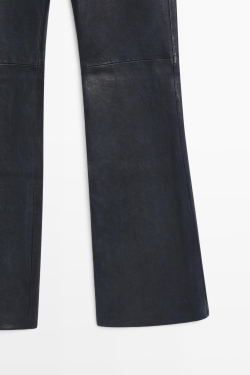 Massimo Dutti Легинсы клеш из кожи наппа, синий