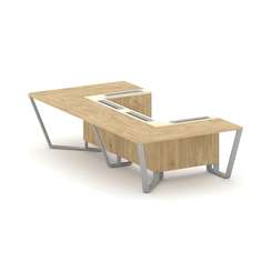 Steel Meet Стол переговорный П-образный KMK-PR.B.SP-07P Тиквуд Светлый/Ваниль Глянец/Металл Серый 16