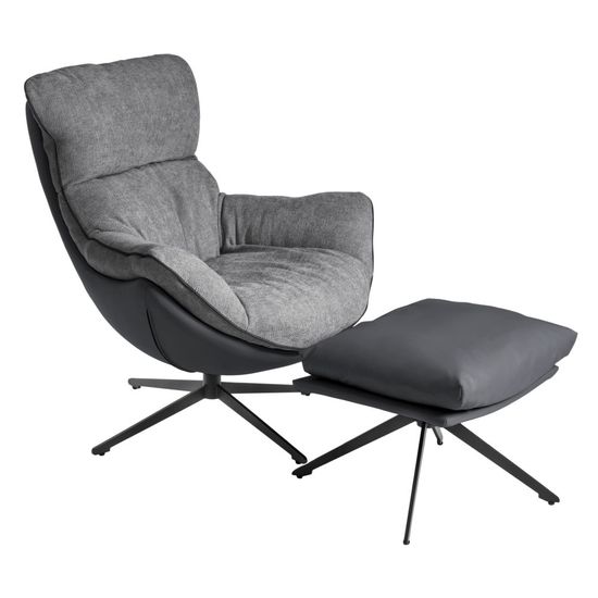 Кресло HUG тёмно-серый, экокожа, шенилл