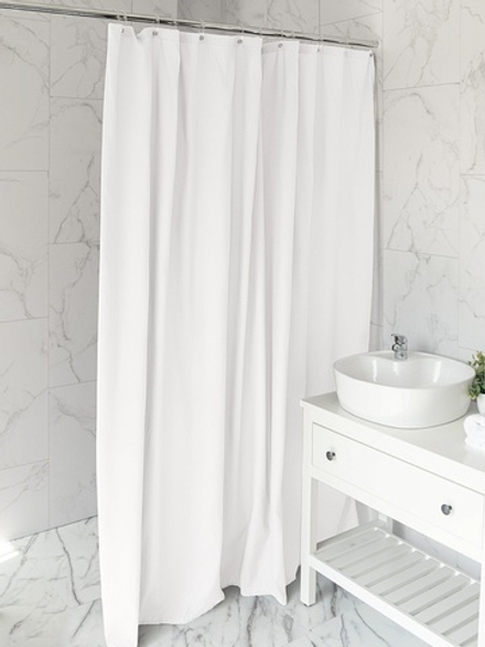 Шторка для ванной DeNASTIA Эмбосс 200x200 микрофибра, белый