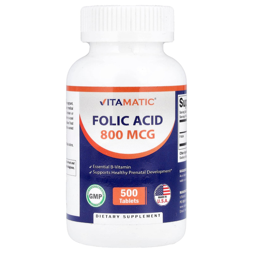 Vitamatic, фолиевая кислота, 800 мкг, 500 таблеток