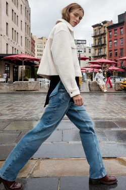 ZARA КУРТКА БУКЛЕ С НАКЛАДНЫМИ КАРМАНАМИ, ЭКРЮ