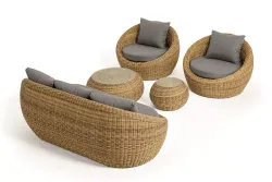 "Барселона" лаунж-зона из искусственного ротанга, цвет соломенный