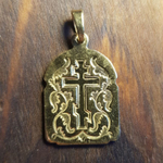Нательная именная икона святой Федор с позолотой кулон с молитвой