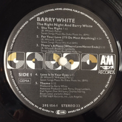 Винтажная виниловая пластинка LP The Right Night and Barry White (Germany 1987)