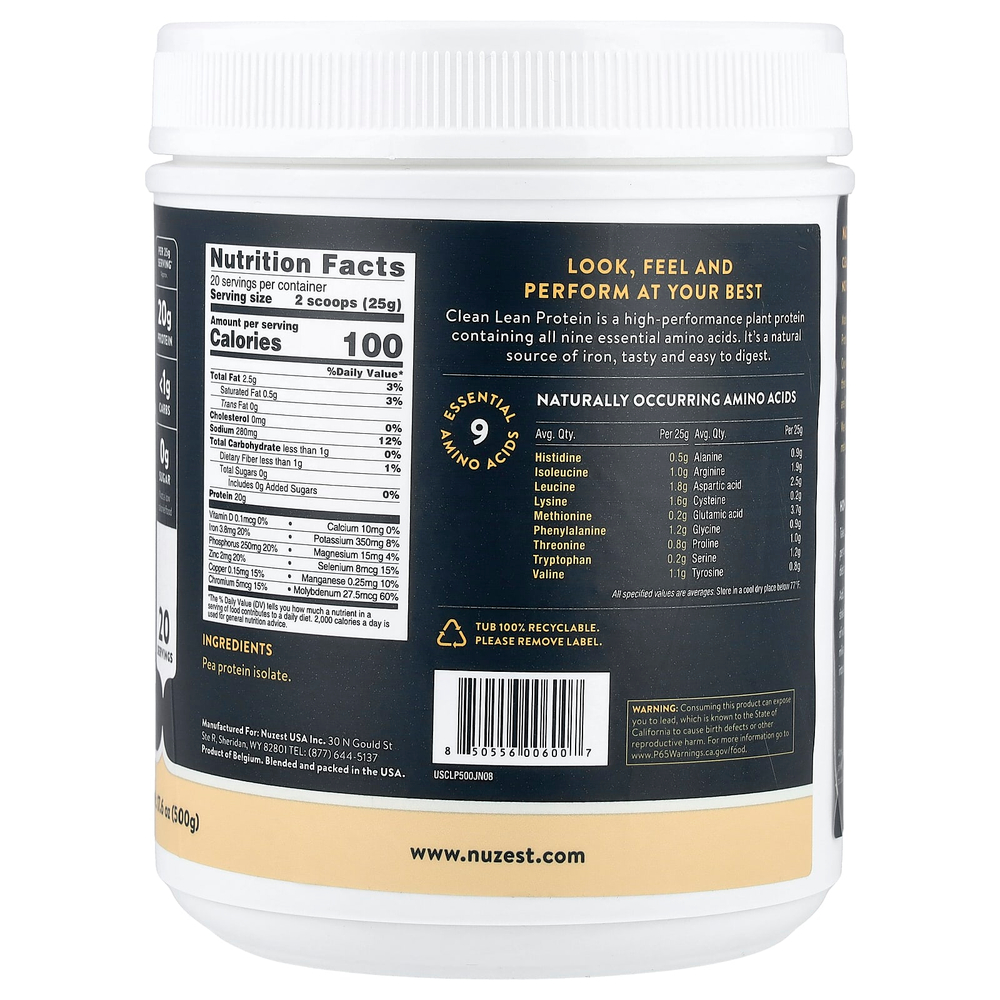 Nuzest, Clean Lean Protein™, Just Natural, 500 г (17,6 унции)