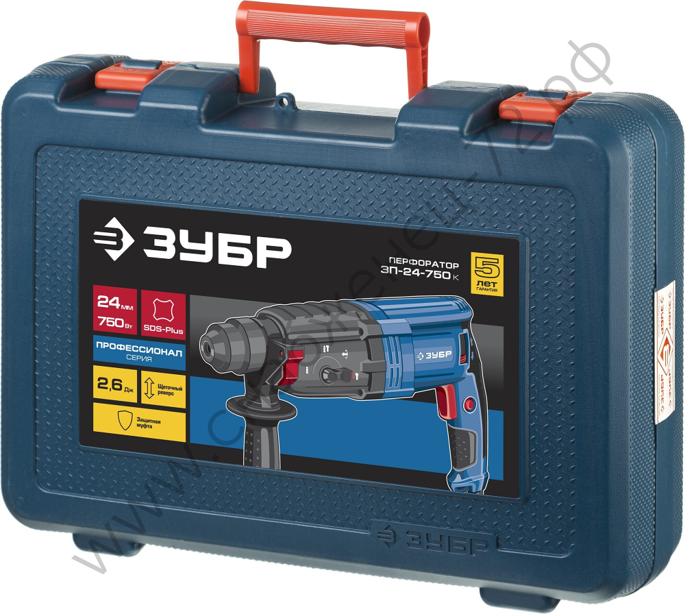 ЗУБР 24 мм, 750 Вт, перфоратор SDS Plus, Профессионал (ЗП-24-750 К)
