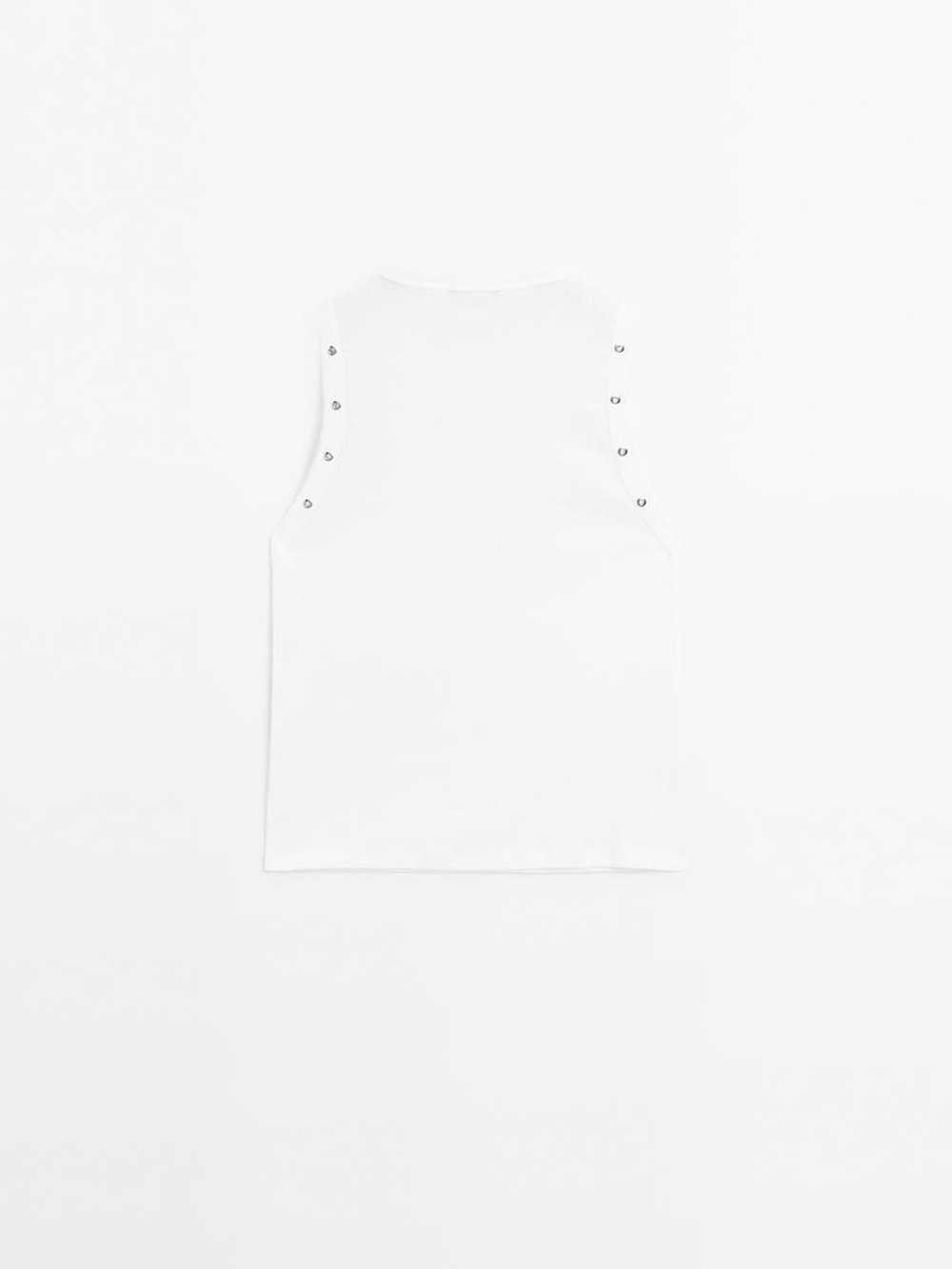 Massimo Dutti Футболка с круглым вырезом и люверсами, белый