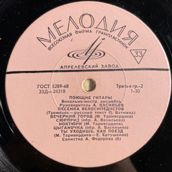 Винтажная виниловая пластинка LP Вокально Инструментальный Ансамбль Поющие Гитары (СССР 1969)