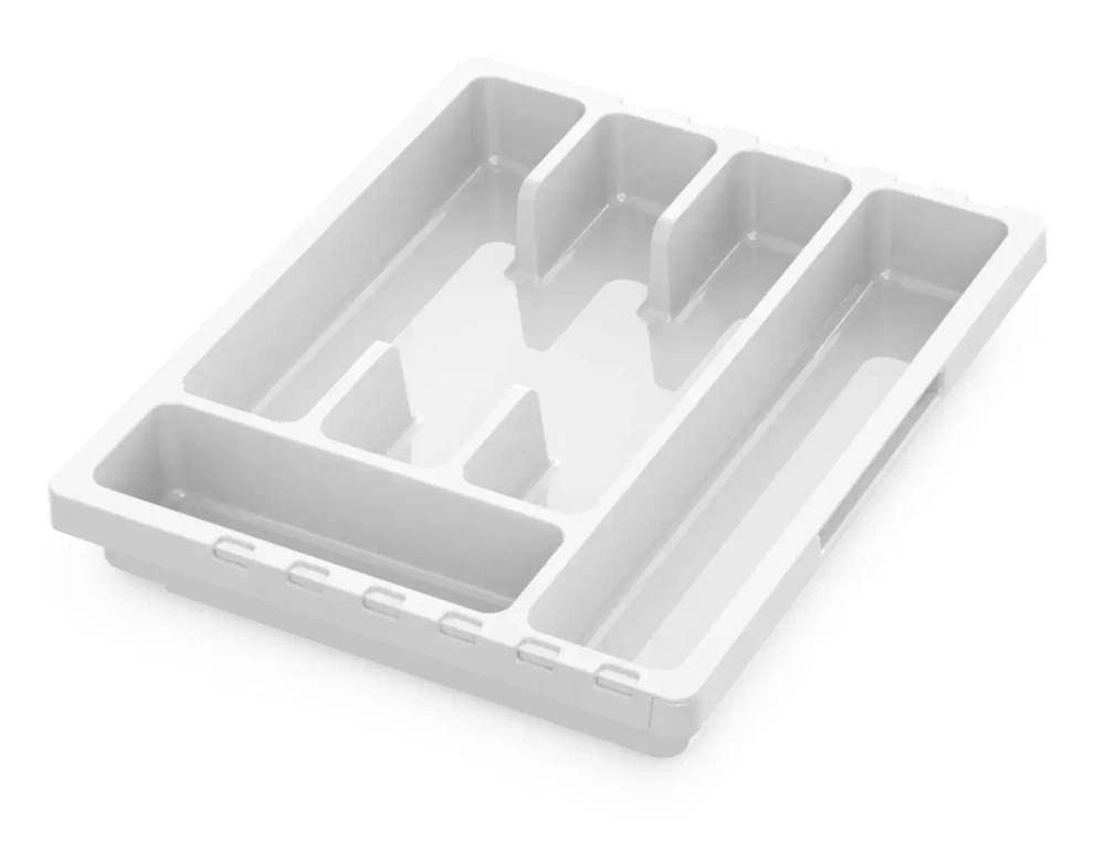 Лоток для столовых приборов раздвижной «Смарт» белый С424БЕЛ