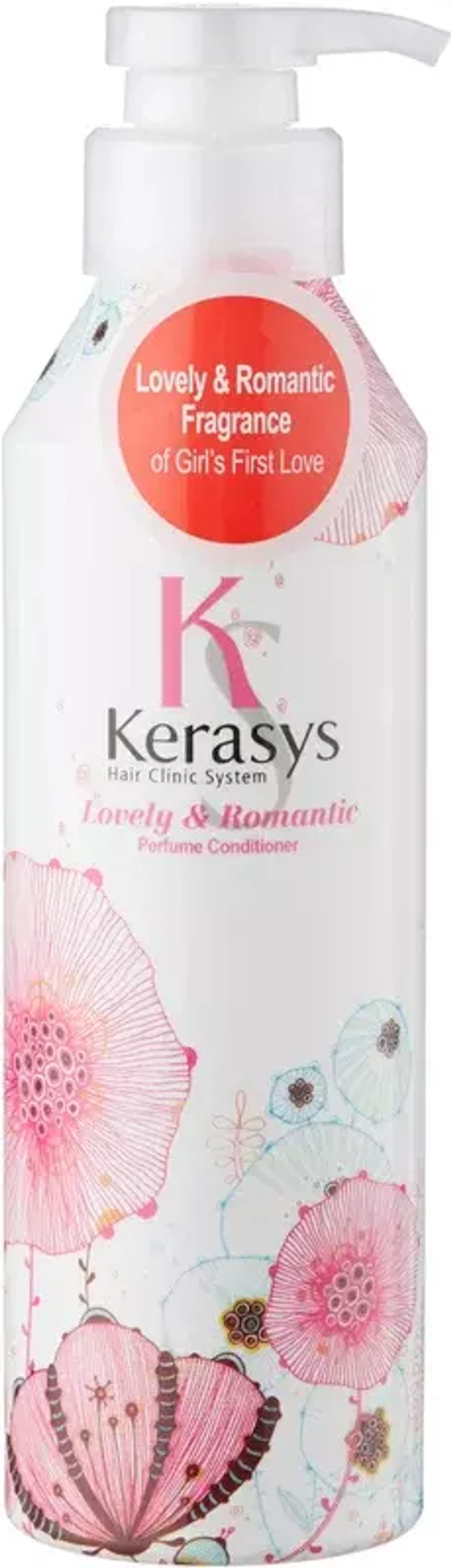 KeraSys Кондиционер Парфюмир.линия РОМАНТИК д/красоты и здоровья волос 600мл с дозат.розов.*8
