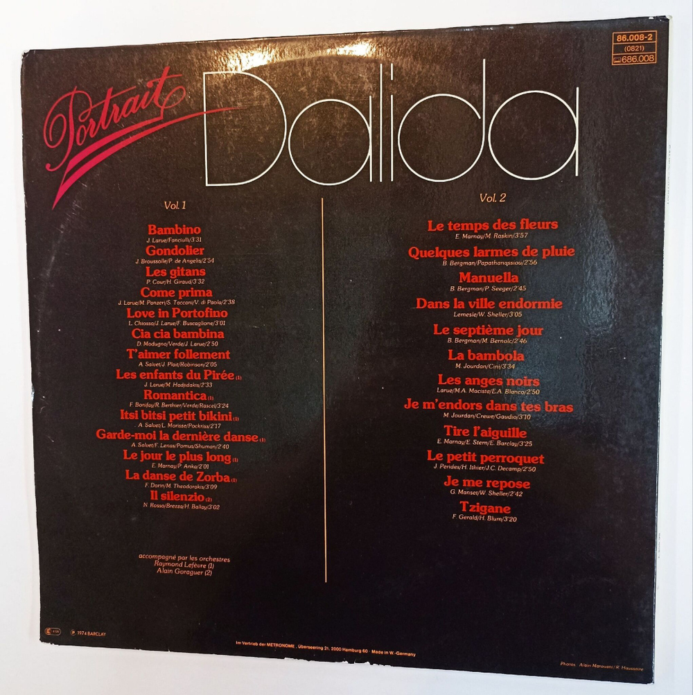 Винтажная виниловая пластинка LP Dalida Portrait 2LP (Germany 1977)