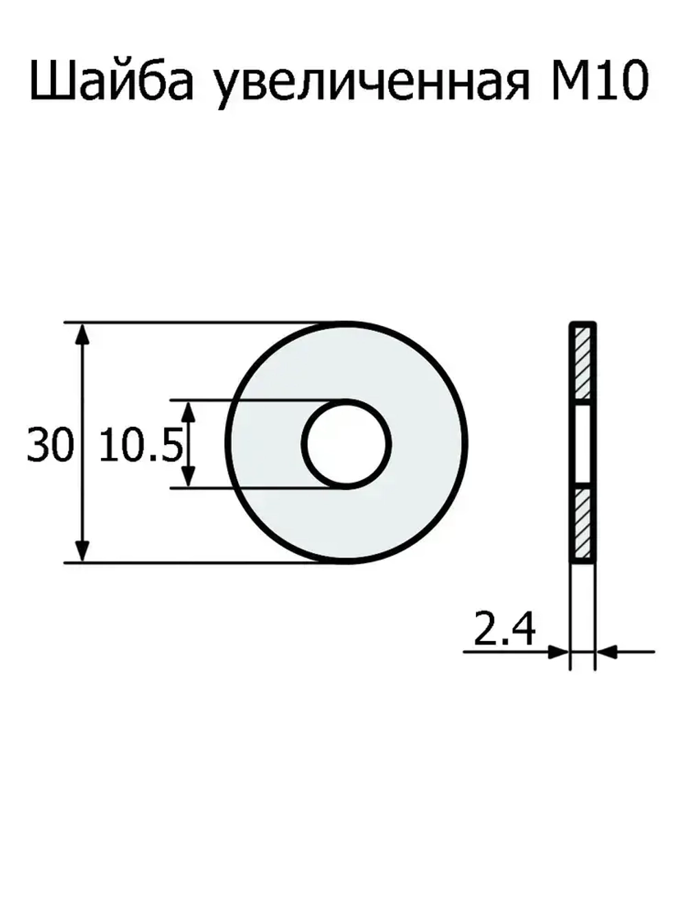 Шайба М10 увеличенная, 10 шт, шайба усиленная