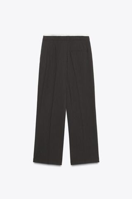 ZARA ПРЯМЫЕ БРЮКИ С ДВОЙНЫМ ПОЯСОМ, ТЕМНО-СЕРЫЙ