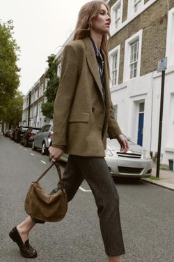 ZARA КОЖАНАЯ СУМКА С КЛАПАНОМ, ЗЕЛЕНЫЙ