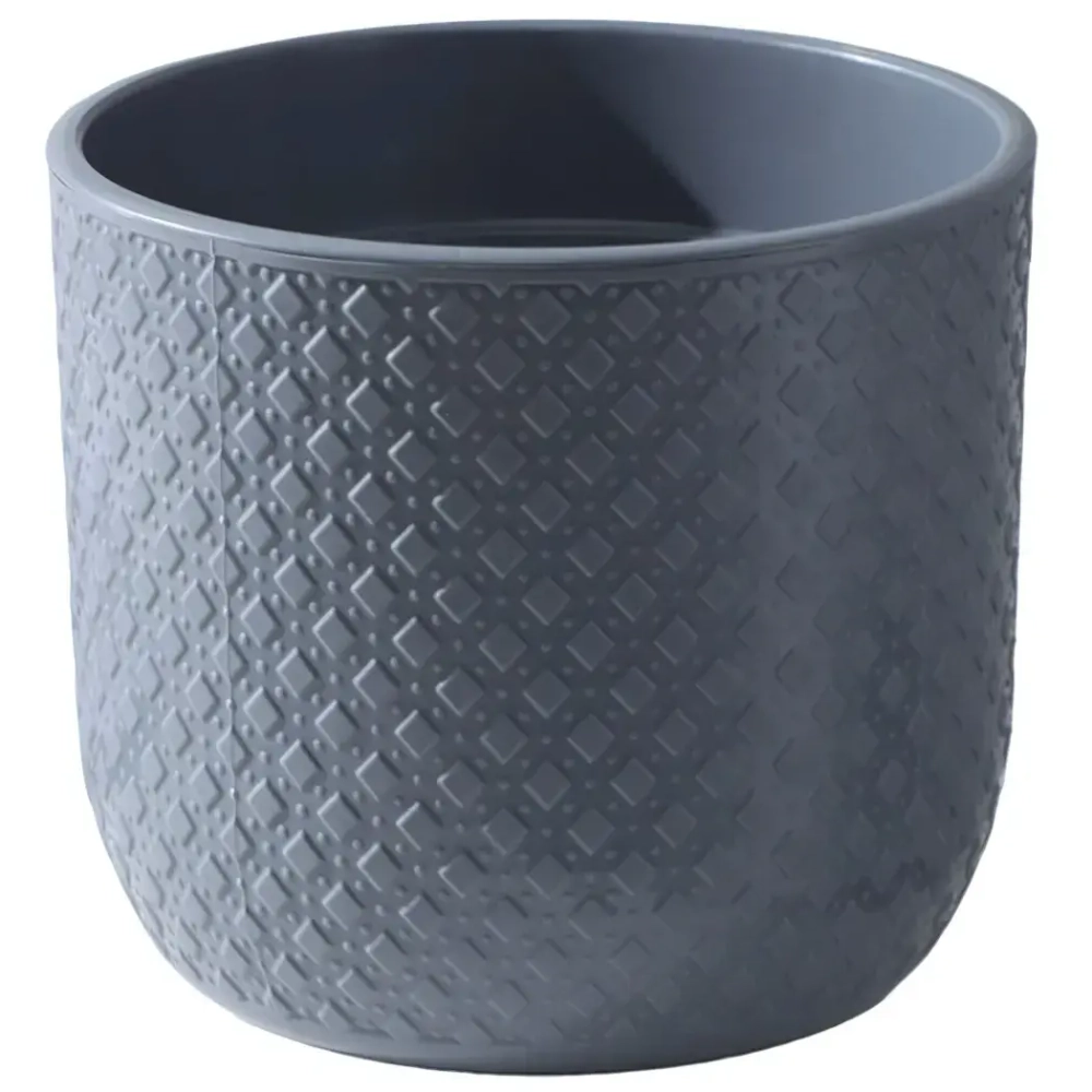 Кашпо для цветов пластиковое 3,2л d-17,5см «Клевер» во вставкой антрацит