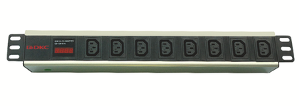 Блок распределения питания (PDU) 19&quot; 10A с индикацией, Вых:8 C13,Вх: C14