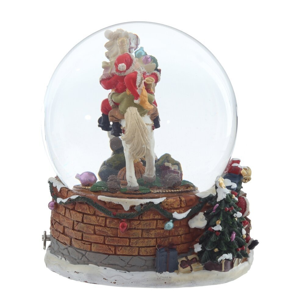 Фигурка декоративная "Дед Мороз на лошадке" в стекл шаре (ключ,муз), D 14 см, L15 W16 H18,5 см
