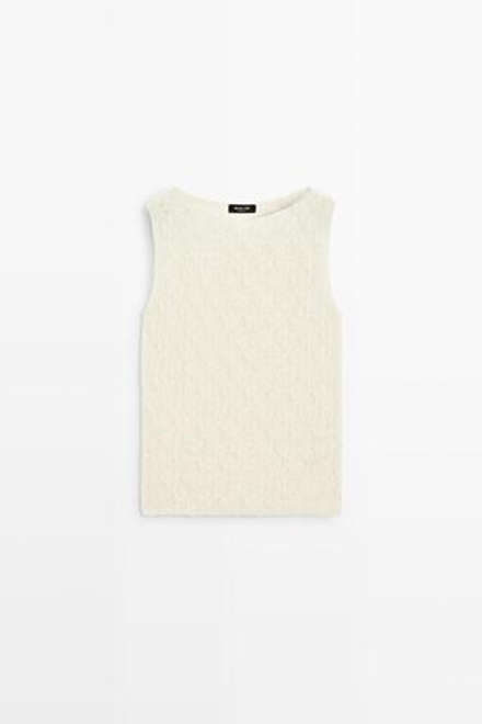 Massimo Dutti Топ из фактурной ткани без рукавов, натуральный/кремовый