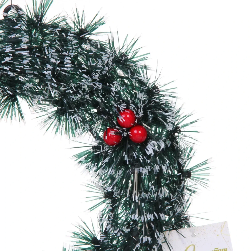 Венок новогодний «Заснеженное чудо» 25 см, Зеленый/белый