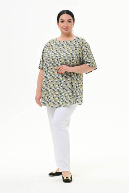 Блуза прямого силуэта, штапель фисташковый