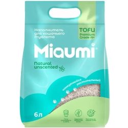 Miaumi tofu natural unscented наполнитель комкующийся соевый для кошачьего туалета, без ароматизатора - 6 л (2,5 кг)
