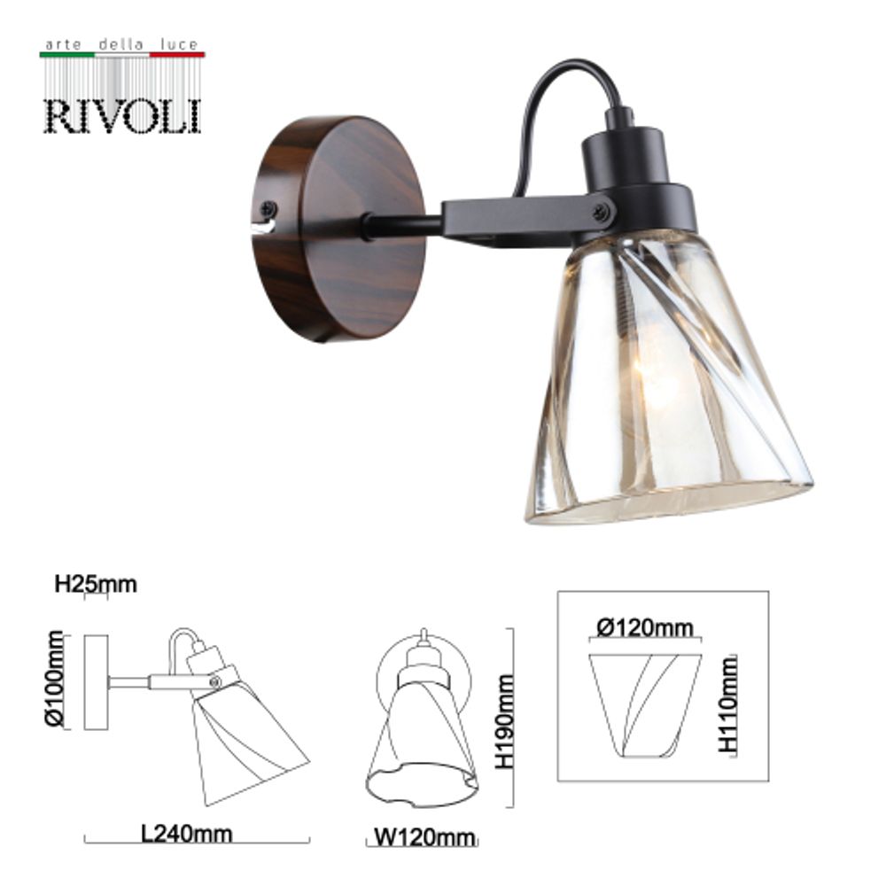 Бра светильник Rivoli Clarissa 5098-401 настенный 1 х Е14 40 Вт лофт - кантри | Лофт-Кантри