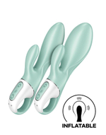 Зеленый вибратор-кролик Satisfyer Air Pump Bunny 5+ с функцией расширения - 20,4 см.