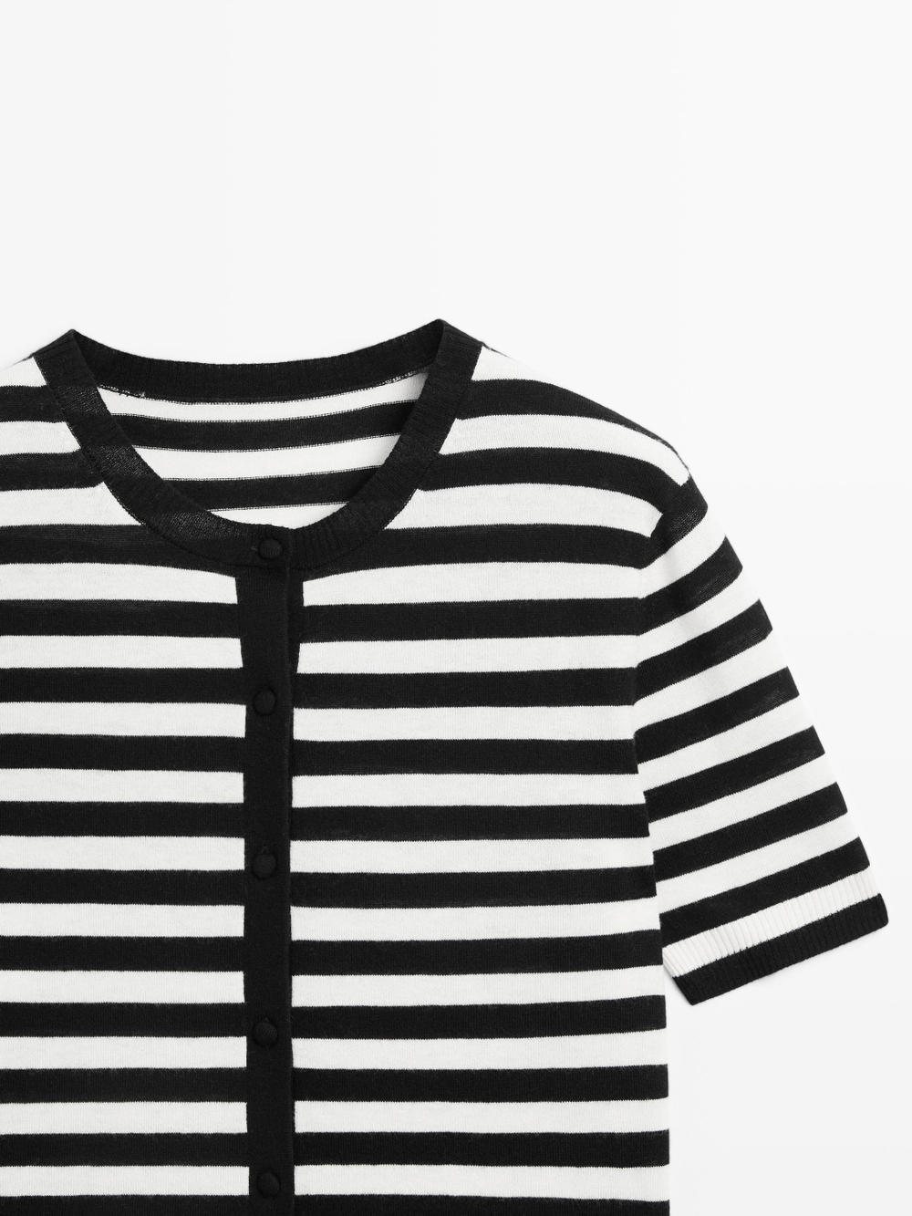 Massimo Dutti Кардиган в полоску с короткими рукавами, черный