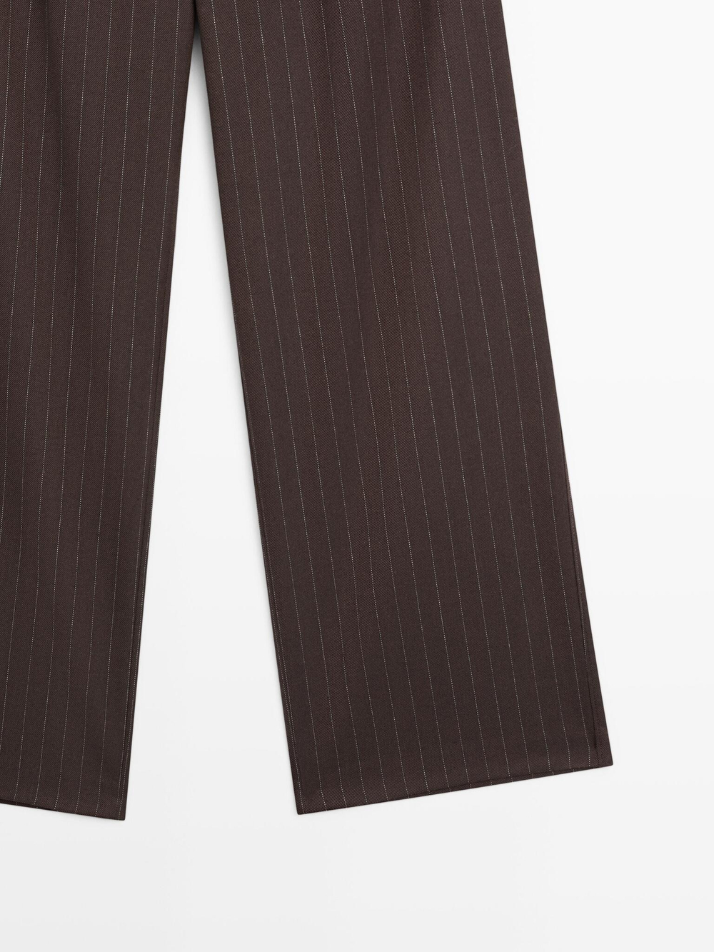 Massimo Dutti Брюки в тонкую полоску с широкими штанинами, шоколадный